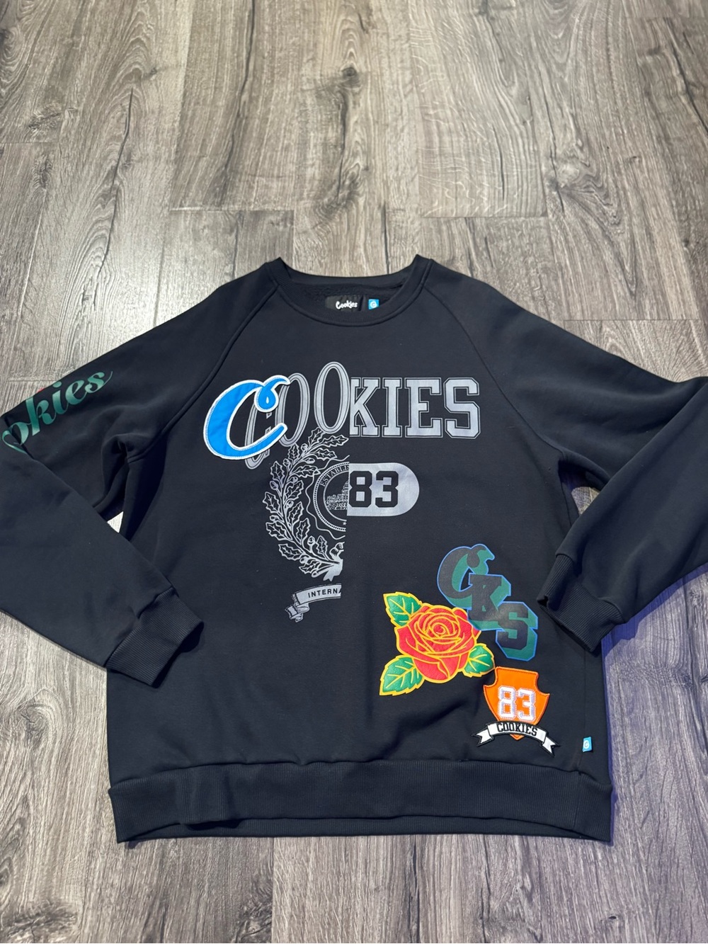 Cookies Rose 83 CKS Black Graphic Crewneck Sweatshirt size XL men